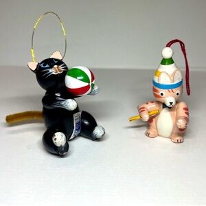 Vintage Wooden Roman Taiwan Playing Party Cat Kitty Hanging Ornament Cats bundle